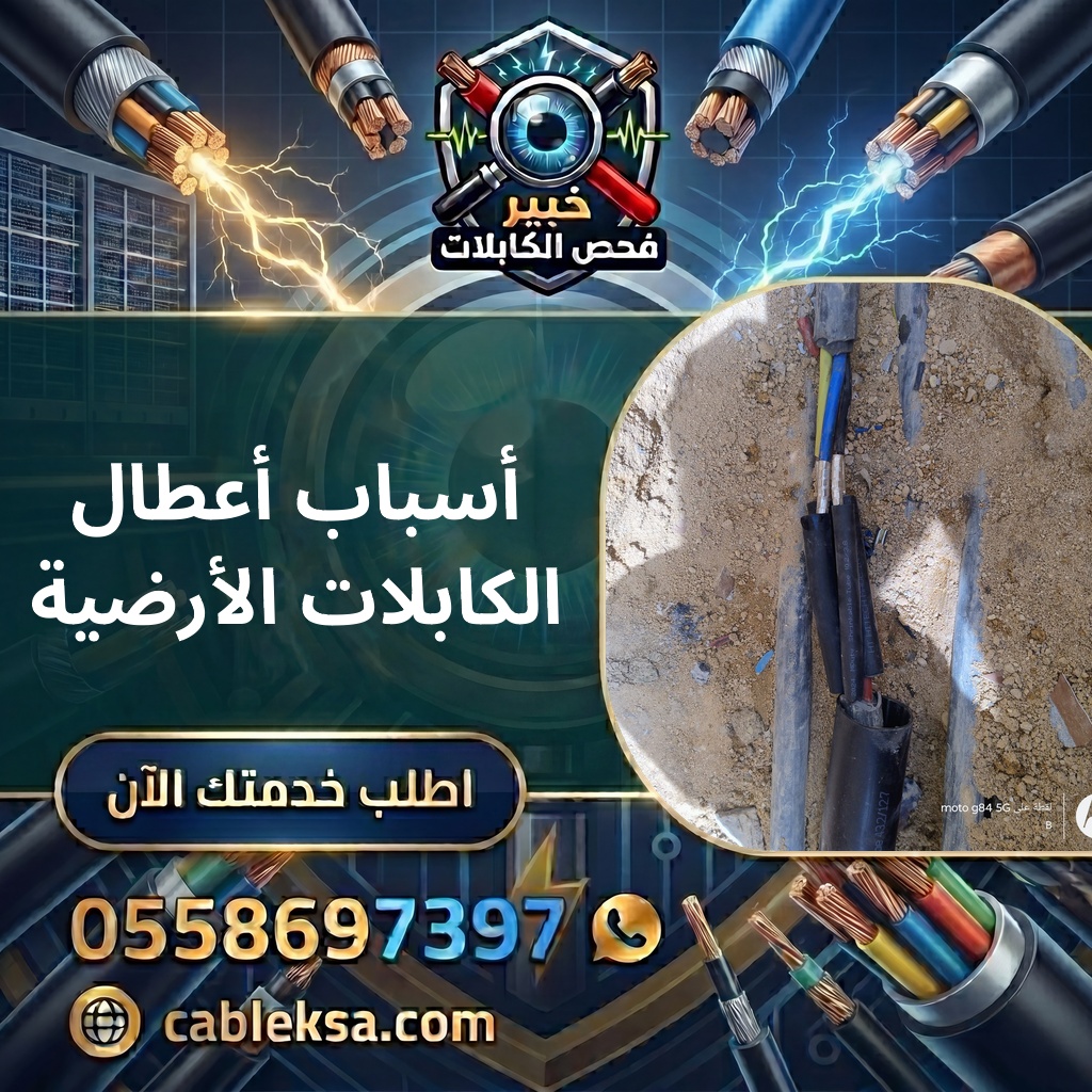 أعطال الكابلات الأرضية — الدليل الشامل | خبير فحص الكابلات 0558697397