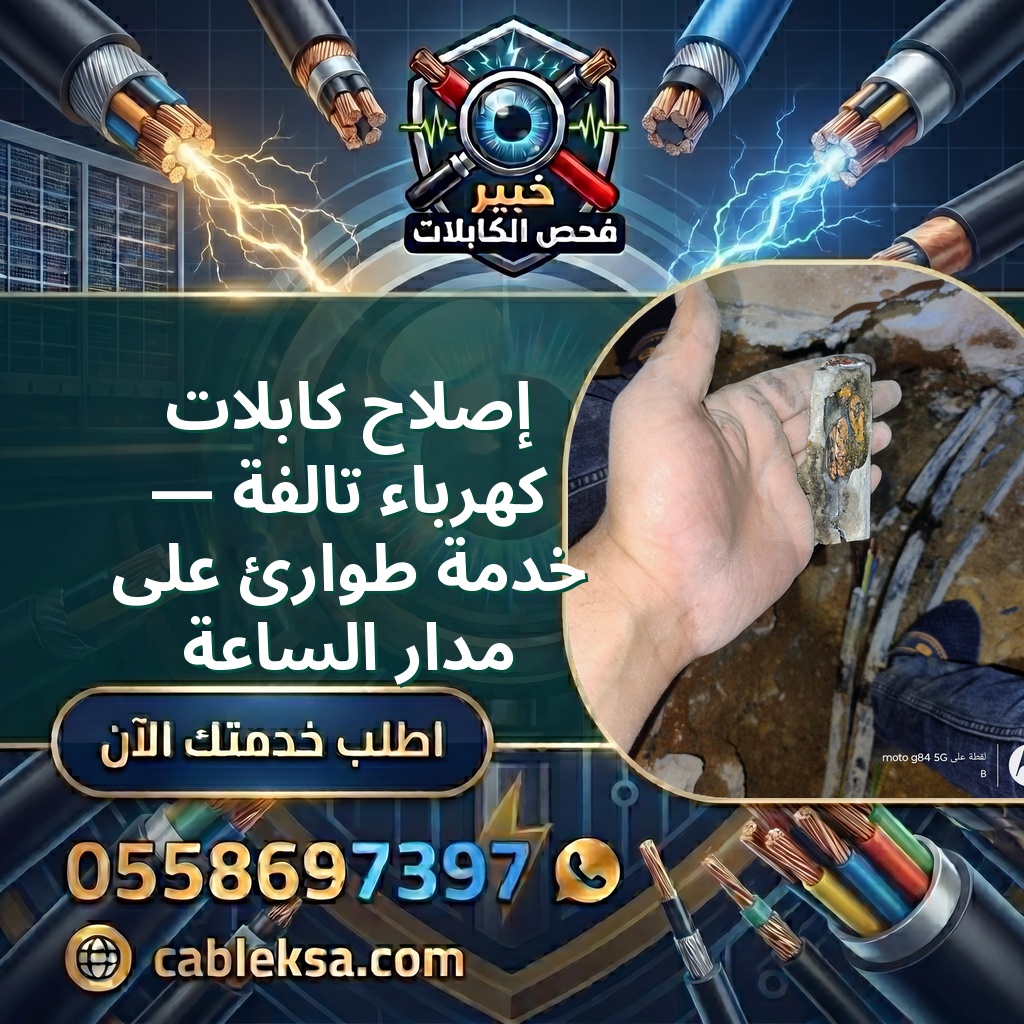 إصلاح كابلات كهرباء تالفة — خدمة طوارئ على مدار الساعة