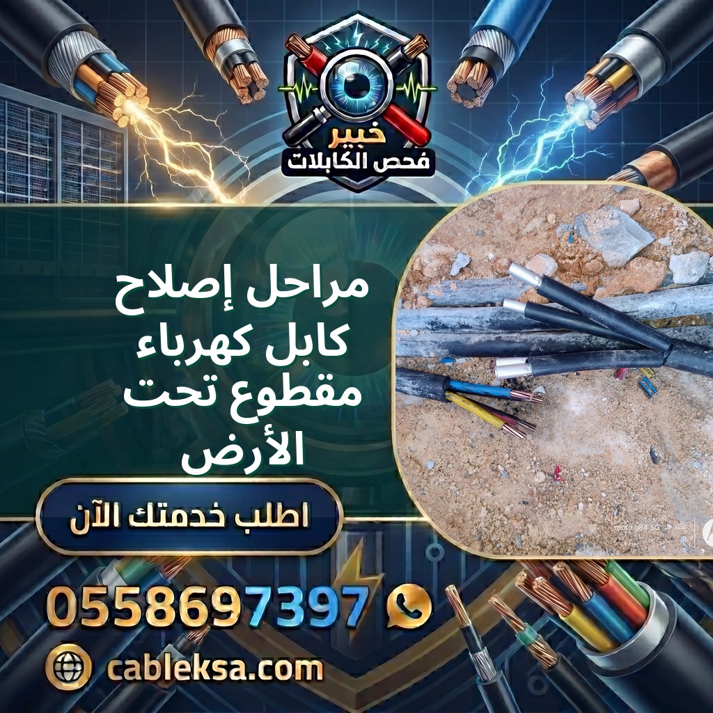 مراحل إصلاح كابل كهرباء مقطوع تحت الأرض