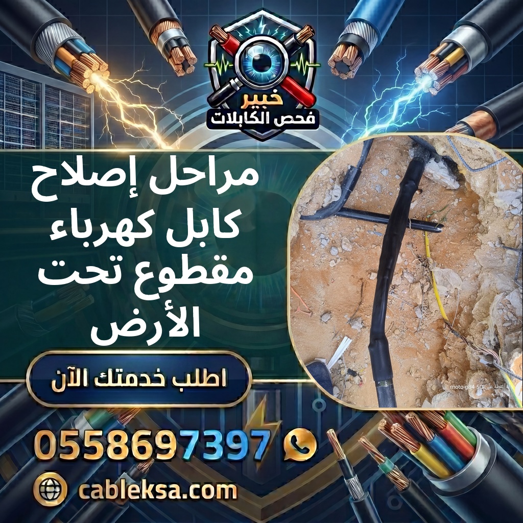 مراحل إصلاح كابل كهرباء مقطوع تحت الأرض